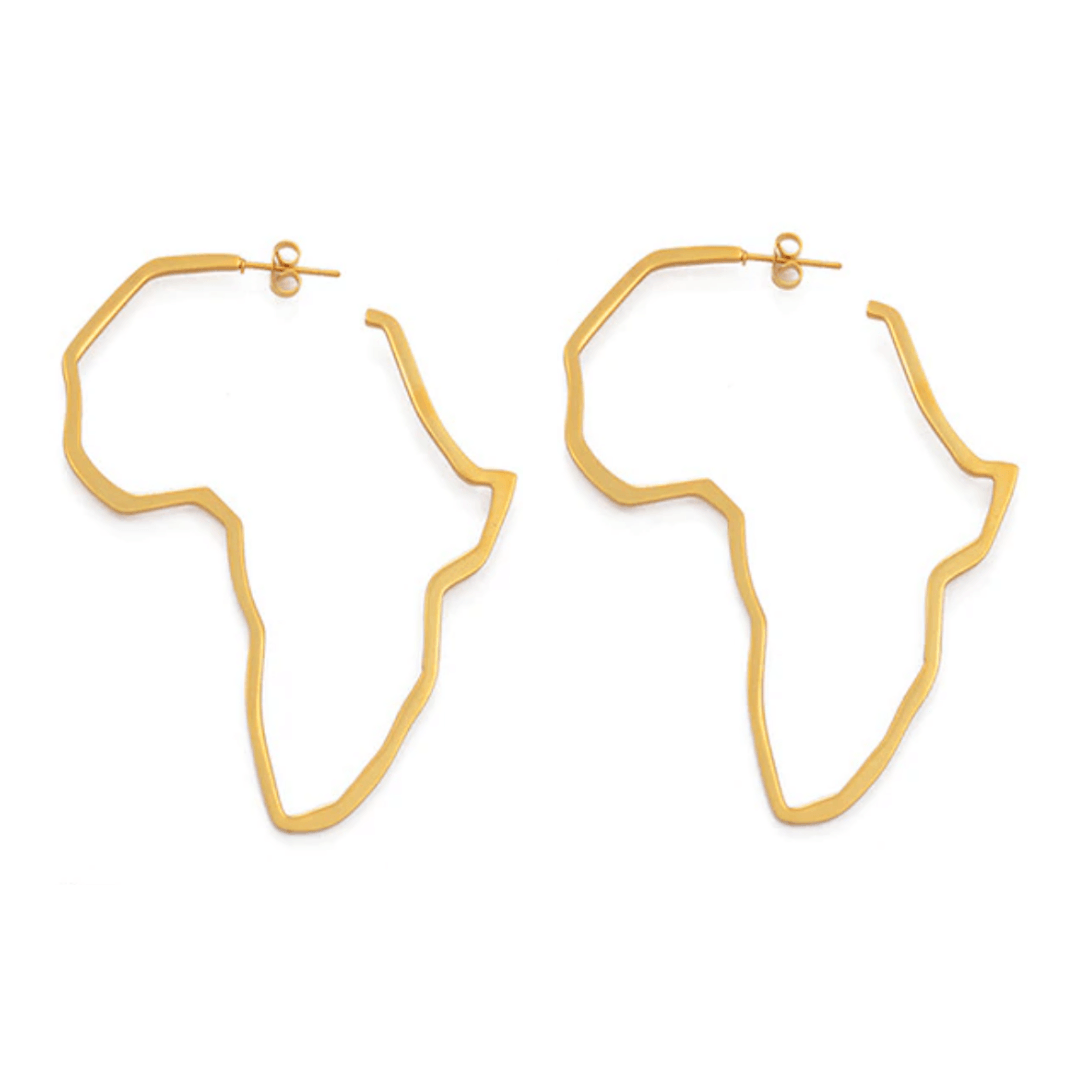 XL Outline of Africa Earrings - 18K Gold Plated