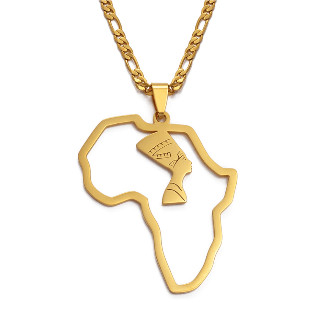 Queen Nefertiti in Africa Necklace - 18K Gold Plated