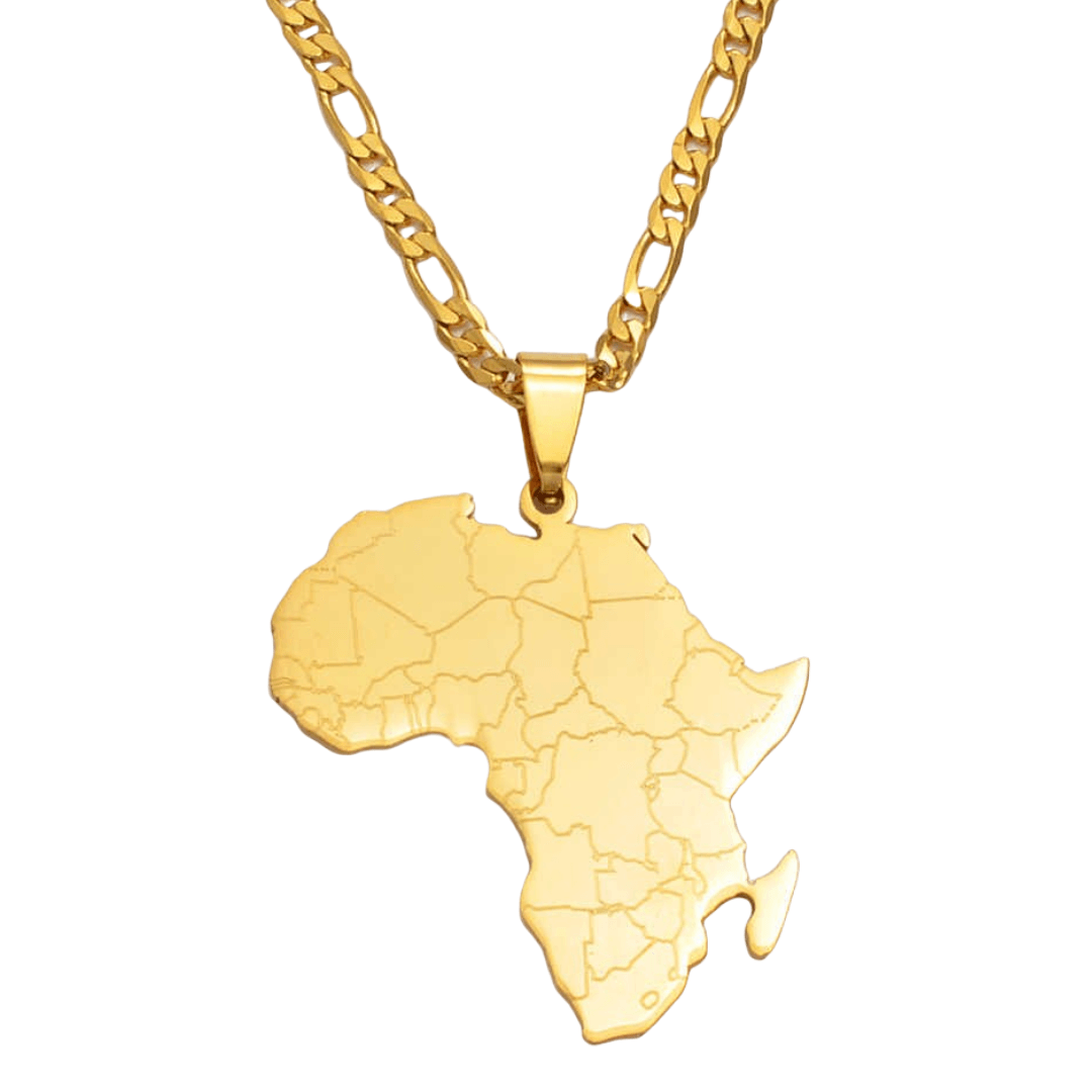 African Map Necklace - 18K Gold Plated