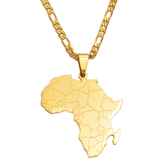 African Map Necklace - 18K Gold Plated