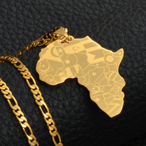 Africa Flag Mapped Necklace - 18K Gold Plated