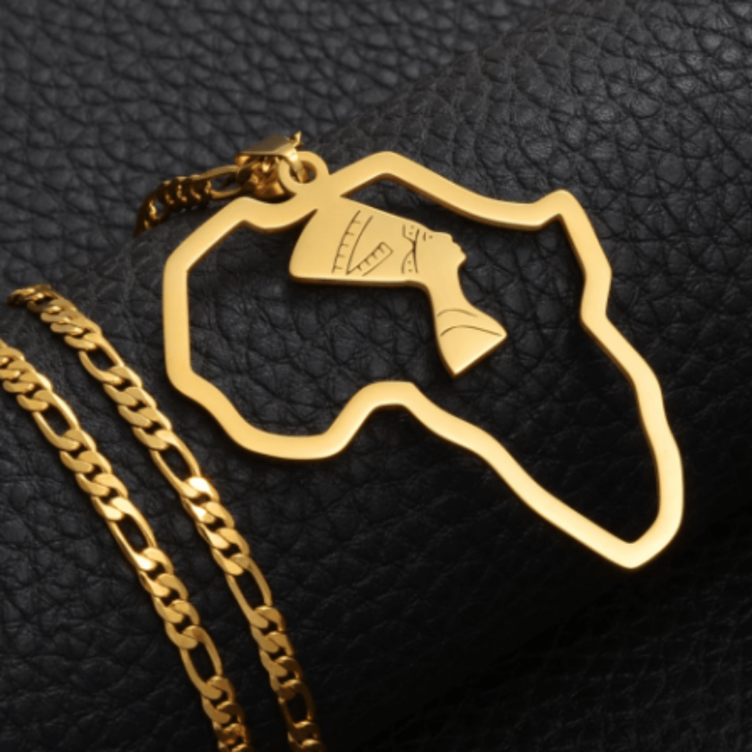 Queen Nefertiti in Africa Necklace - 18K Gold Plated