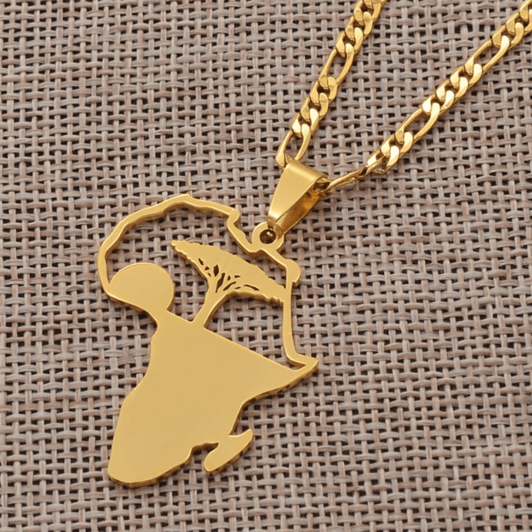 Sterling Silver Africa Map Pendant Necklace
