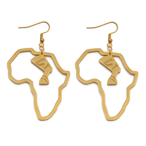Queen Nefertiti in Africa Earrings - 18K Gold Plated - Beauty Melanin