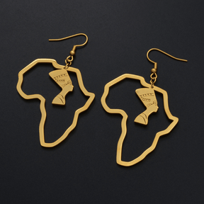 Queen Nefertiti in Africa Earrings - 18K Gold Plated