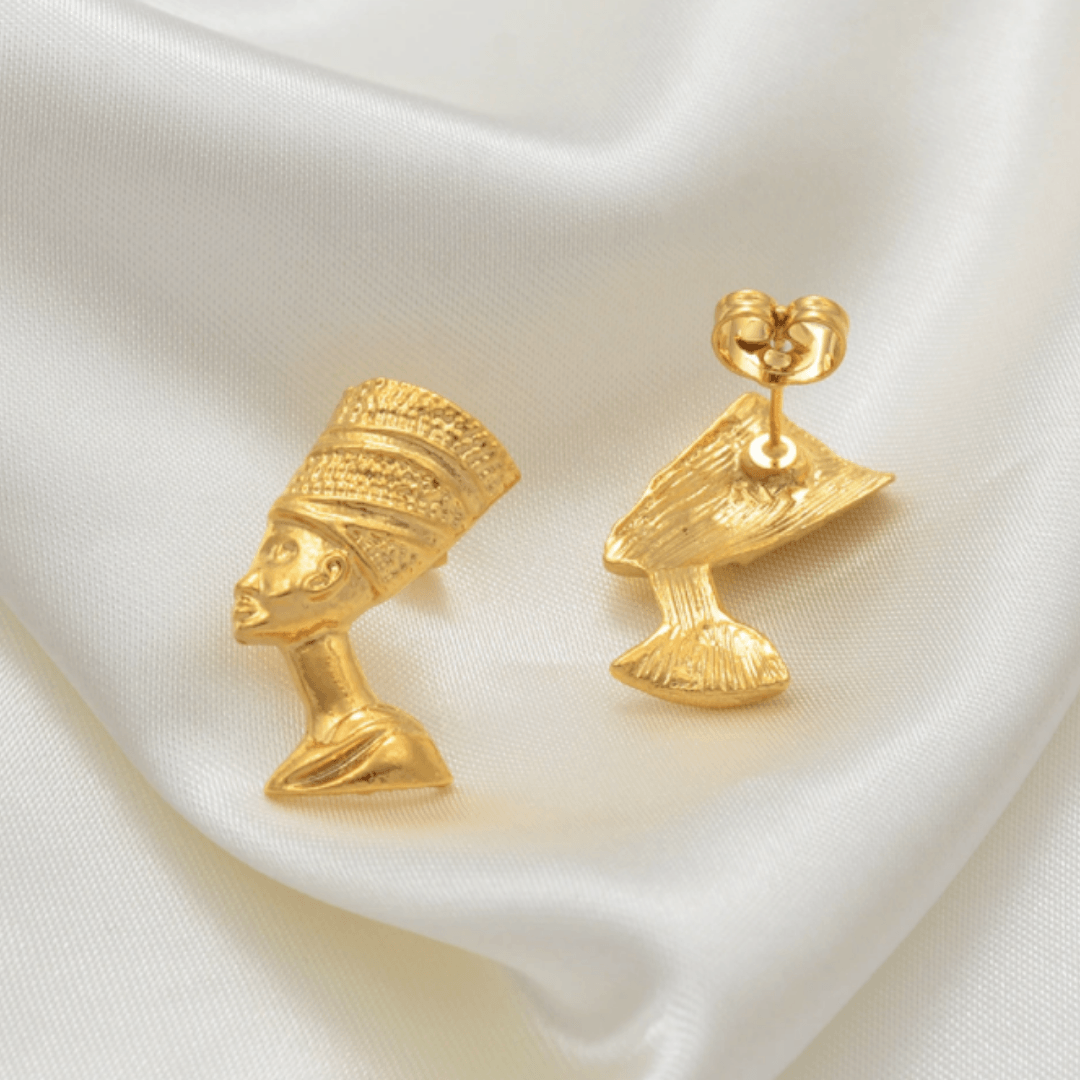 Queen Nefertiti Earrings - 18K Gold Plated