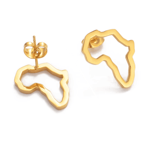 Outline of Africa Stud Earrings - 18K Gold Plated