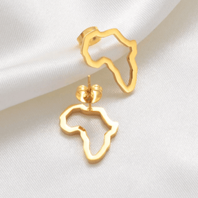 Outline of Africa Stud Earrings - 18K Gold Plated