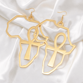 XL Nile Key (Ankh) in Africa Earrings - 18K Gold Plated