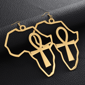 XL Nile Key (Ankh) in Africa Earrings - 18K Gold Plated