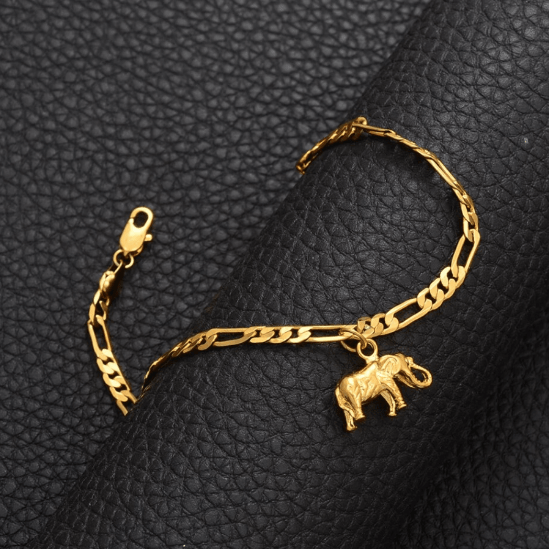 African Elephant Anklet - 18K Gold Plated