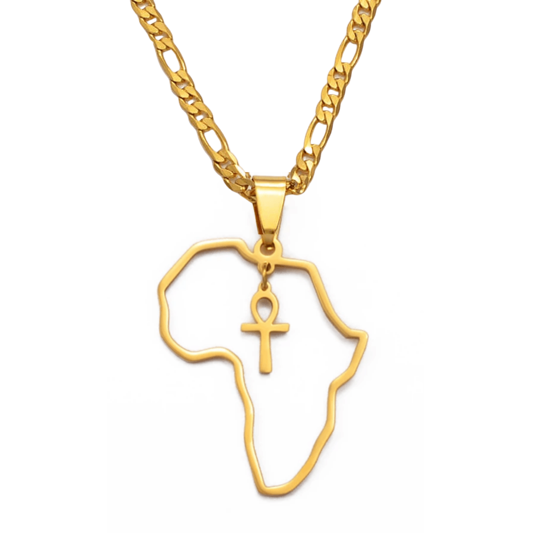Nile Key (Ankh) Dancing in Africa Necklace - 18K Gold Plated