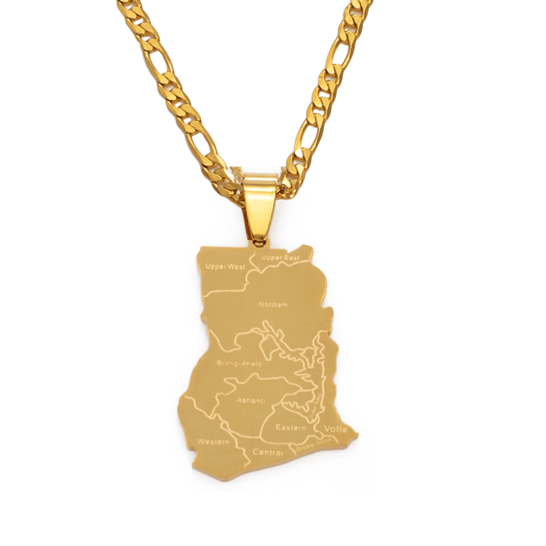 Map of Ghana Necklace - 18K Gold Plated
