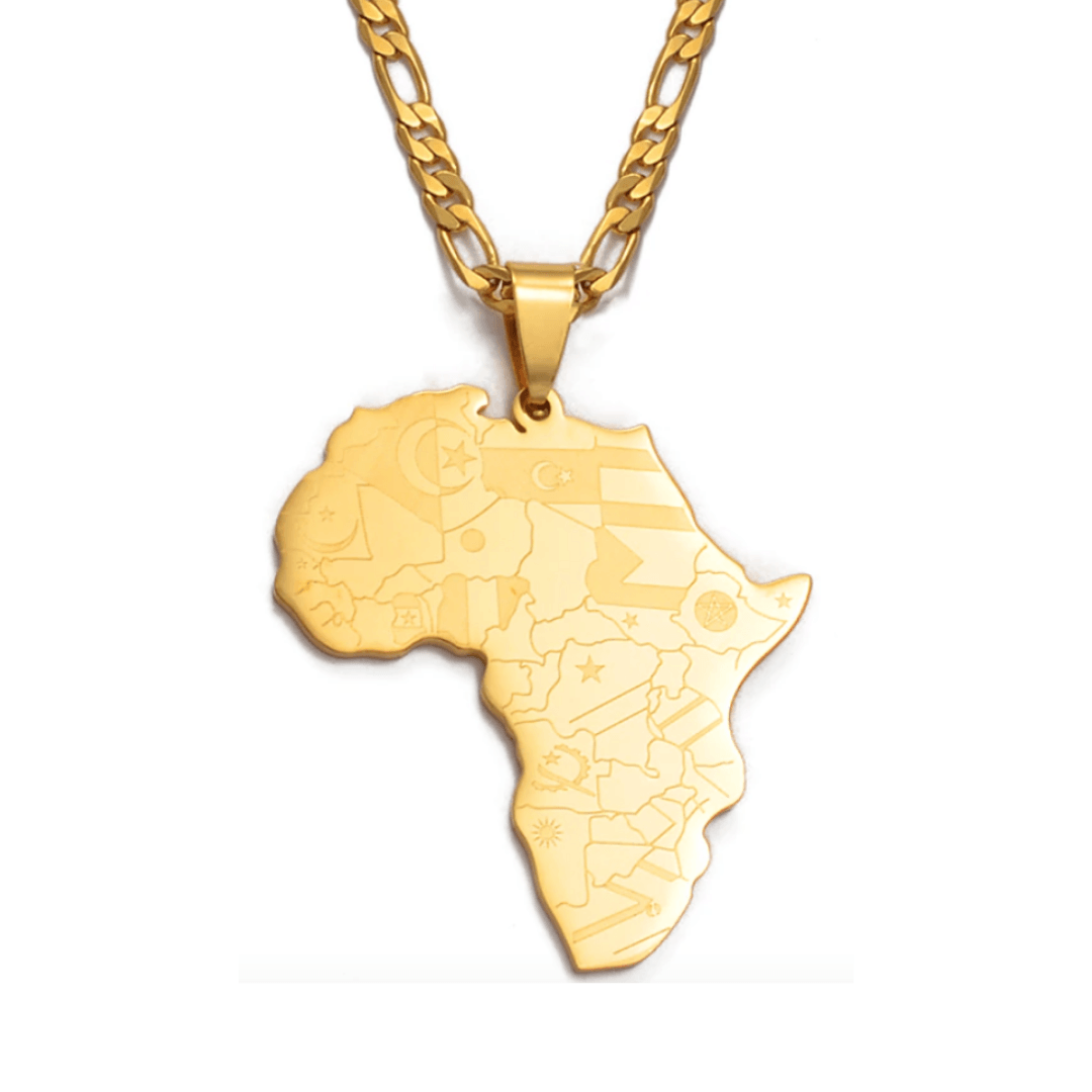 Africa Flag Mapped Necklace - 18K Gold Plated - Beauty Melanin