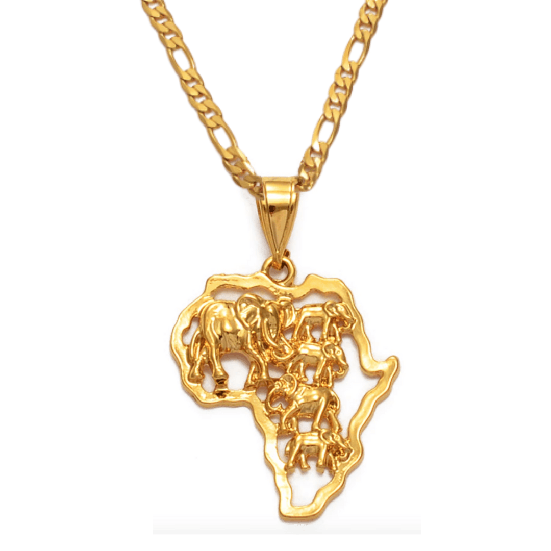 Tribe of Golden Elephants Necklace - 18K Gold Plated - Beauty Melanin