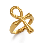 Adjustable Nile Key (Ankh) Ring - 18K Gold Plated - Beauty Melanin