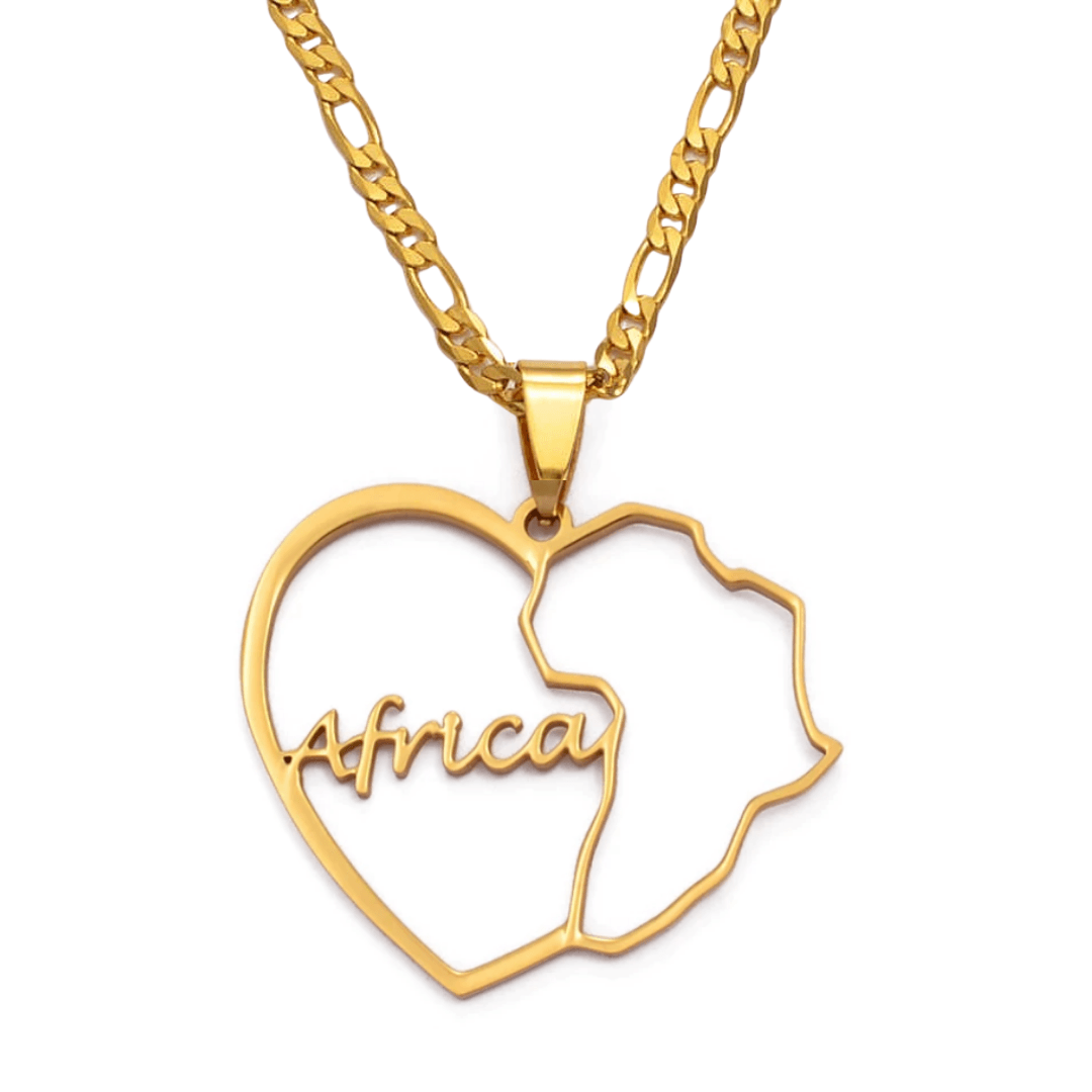 African Love Story Necklace - 18K Gold Plated - Beauty Melanin