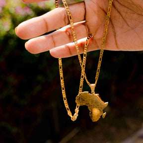 African Map Necklace - 18K Gold Plated
